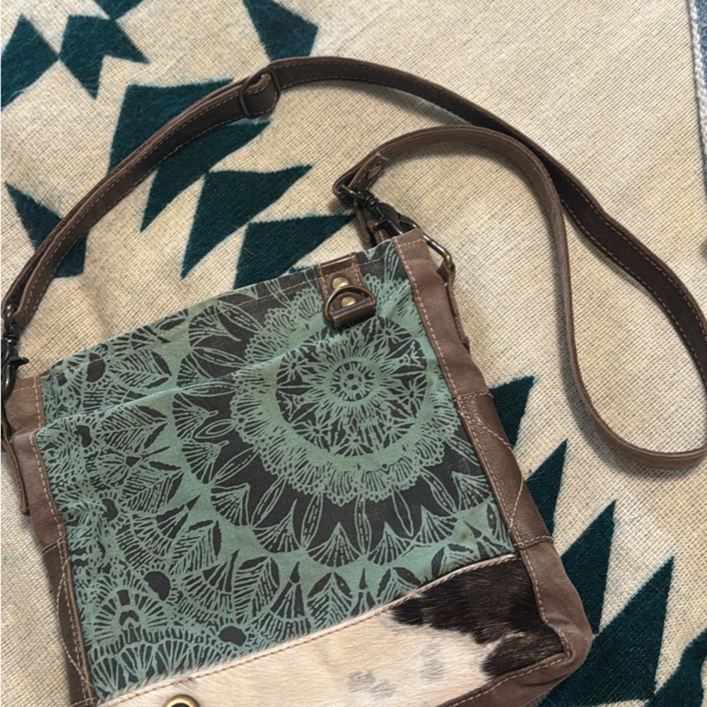 Myra Bag Green and Brown Mandala Crossbody